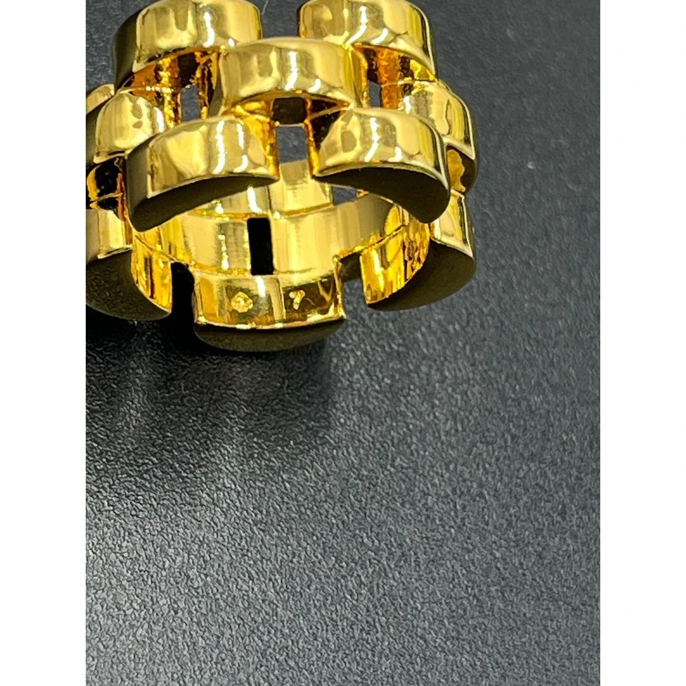Kate Spade Rolly Sliced Scallops Gold‎ Plated Heavy Chain Link Ring Sz 7